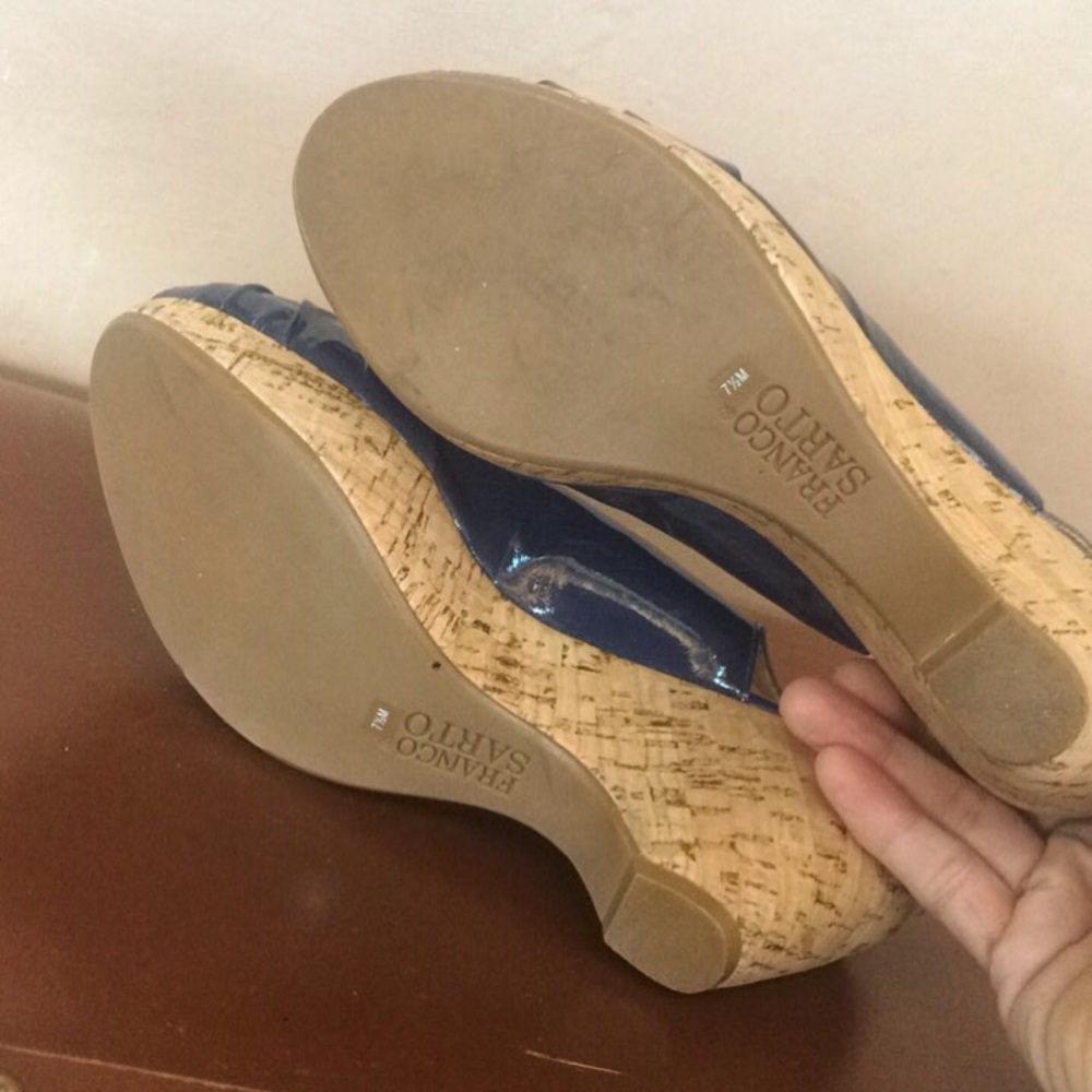 Franco Sarto patent peep toe sling back wedges 7.5 - Picture 11 of 11
